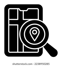 Icono de diseño premium de la ubicación móvil de búsqueda 