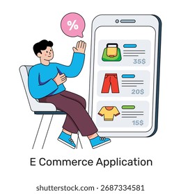 Ilustración de diseño de Premium de la aplicación de comercio electrónico