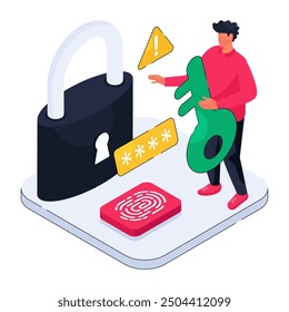 Premium-Design-Illustration des Vorhängeschlosses 


