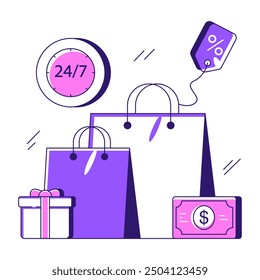 Premium design illustration of shopping anytime 

