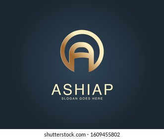 Premium design Logo with letter A in gold color. Beautiful Logotype for luxury company branding