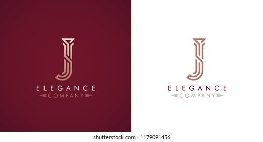 Premium design Logo with letter J in two color variations. Beautiful Logotype  for luxury company branding. Elegant and stylish identity template in red and gold .