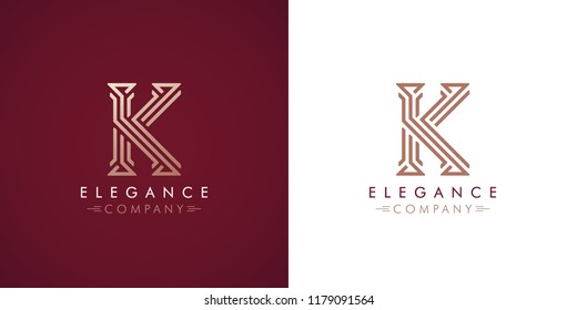 Premium design Logo with letter K in two color variations. Beautiful Logotype  for luxury company branding. Elegant and stylish identity template in red and gold .