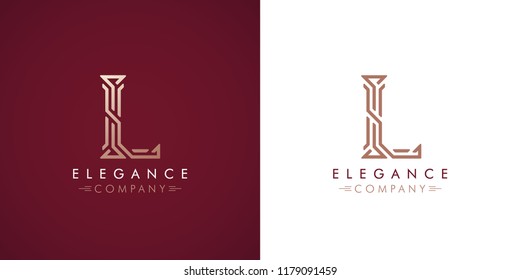 Premium design Logo with letter L in two color variations. Beautiful Logotype  for luxury company branding. Elegant and stylish identity template in red and gold .