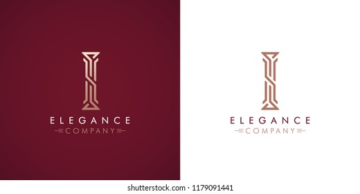 Premium design Logo with letter I in two color variations. Beautiful Logotype  for luxury company branding. Elegant and stylish identity template in red and gold .