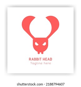 The premium design of the minimalist head rabbit logo in red color