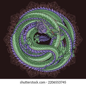 Premium design oriental dragon illustration