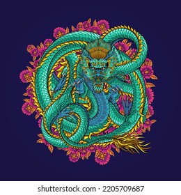 Premium design oriental dragon vector design illustration