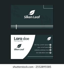 Premium Designs for Visionary Professionals business card with leaf logo 
