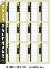 Premium desk calender year 2024. corporate vector prient ready day planner design.