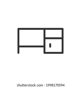 Premium desk line icon for app, web and UI. Vector stroke sign isolated on a white background. Outline icon of desk in trendy style.