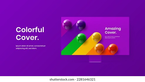 Premium desktop mockup landing page template. Bright website screen design vector layout.