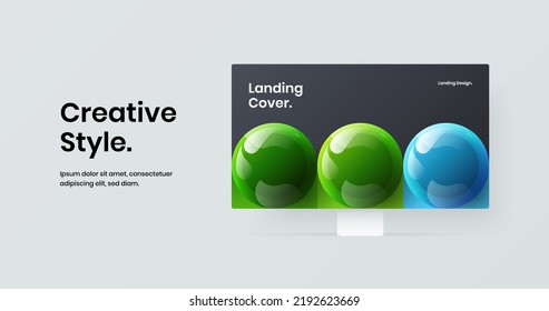 Premium desktop mockup presentation concept. Abstract site screen design vector layout.