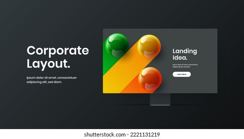 Premium desktop mockup presentation concept. Abstract website vector design template.