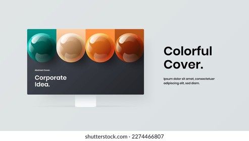 Premium desktop mockup presentation illustration. Unique site screen design vector layout.