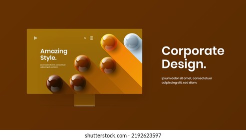 Premium desktop mockup site screen template. Creative landing page vector design layout.