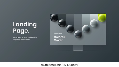 Premium desktop mockup site screen layout. Colorful landing page design vector template.