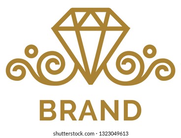 Premium Diamond Golden Jewelry with Ornament Logo