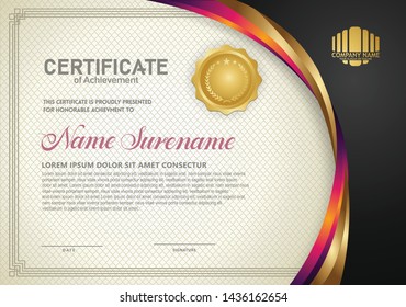 Premium diploma luxury certificate template with elegant and futuristic texture background