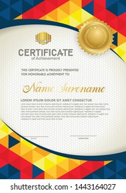 Premium diploma modern certificate template with polygonal geometric style and dynamic gradation color for workshop, seminar, training and other users