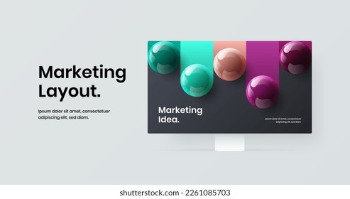 Premium display mockup banner layout. Bright web project design vector illustration.