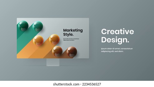 Premium display mockup web project layout. Clean banner design vector illustration.