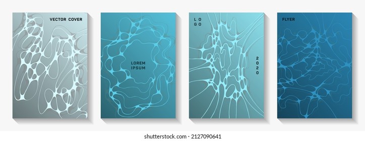 Premium dj party flyers. Intersecting curve lines geometry backdrops. Vibrant magazine vector layouts. Disco party posters and banners fluid wavy graphic design.
