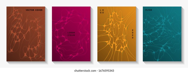 Premium dj party posters. Intersecting curve lines flow backdrops. Minimal magazine vector layouts. Disco party posters and banners fluid wavy graphic design.