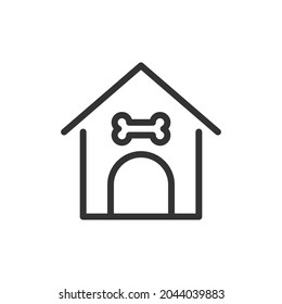 Premium dog house line icon for app, web and UI. Vector stroke sign isolated on a white background. Outline icon of dog house in trendy style.