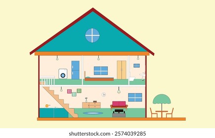 Premium doll house vector illustration for use.