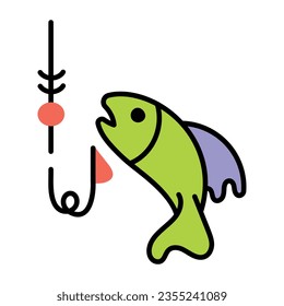 Premium doodle icon of catch fish 