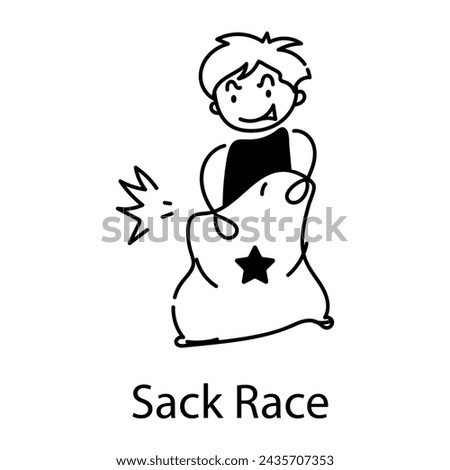 Premium doodle icon depicting sack race 