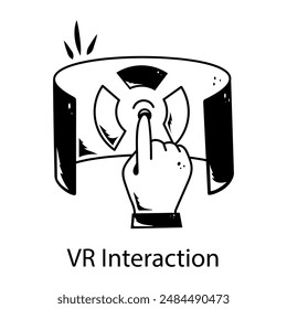 Premium doodle icon of vr interaction 