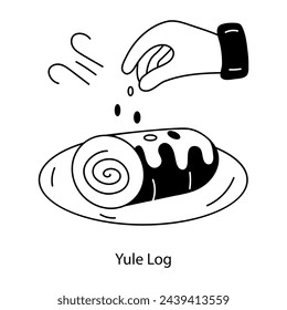 Premium doodle icon of yule log 