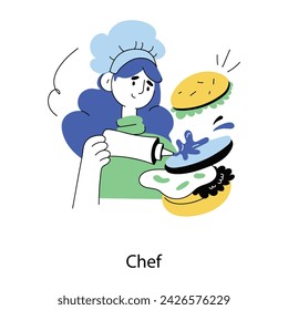 Premium doodle mini illustration of a chef 