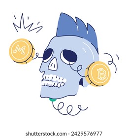 Ilustración premium de doodle mini de criptomonedas