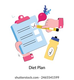 Premium Doodle Mini-Illustration von Diät-Plan 