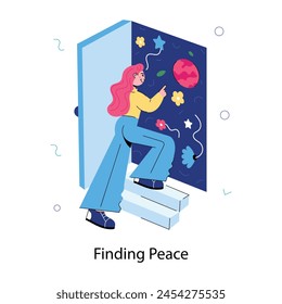 Premium doodle mini illustration of finding peace 