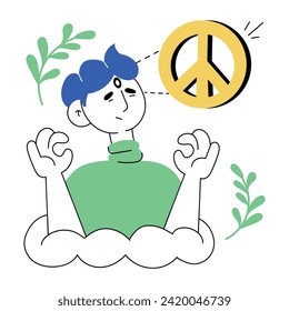 Premium doodle mini illustration of inner peace 