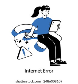 Premium doodle mini illustration of internet error 