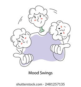 Premium doodle mini illustration of mood swings 