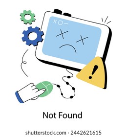 Premium doodle mini illustration of not found error 