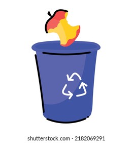 Premium doodle sticker of dustbin 