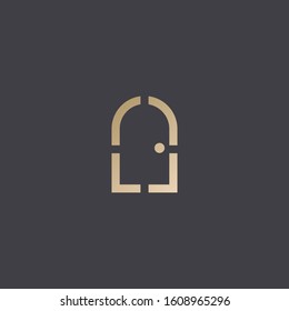 Premium door logo design. abstract door icon vector illustration