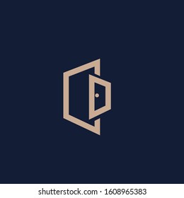 Premium door logo design. abstract door icon vector illustration