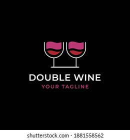 Premium Double Wine Logo Vector, Tequila, Bartender, Beer Concept