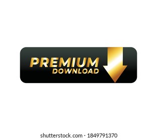 Premium download icon, badge, gold color, vector design