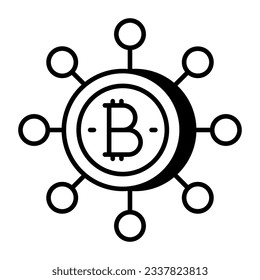 Premium download icon of bitcoin network 