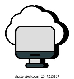 Premium download icon of cloud computer