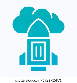 Premium Download Icon Of Cloud Startup  Rocket Launcher Solid Gradient Style Icon.